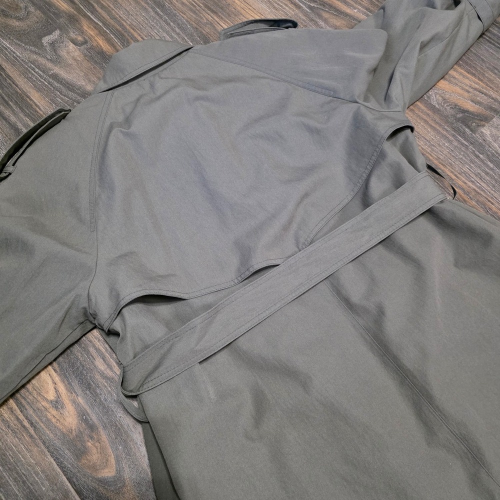 London Fog Classic Double Breasted Trench Coat Women's Size 12 Reg Olive Belted - Picture 9 of 13